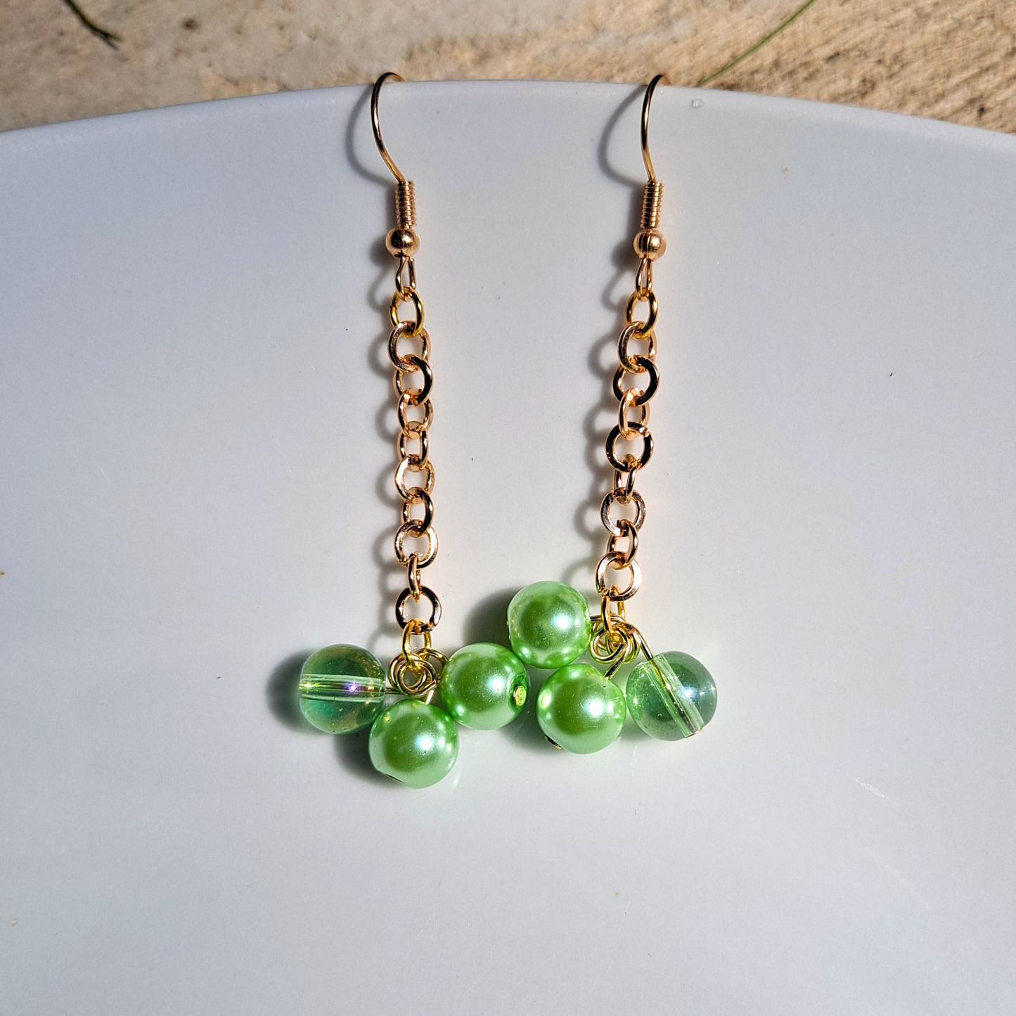 Single Chain Glass Bead Dangle Earrings - Cherri Marley Jewelry