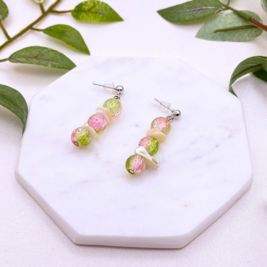 Glass Bead with Sea Shell Dangle Earring - Cherri Marley Jewelry