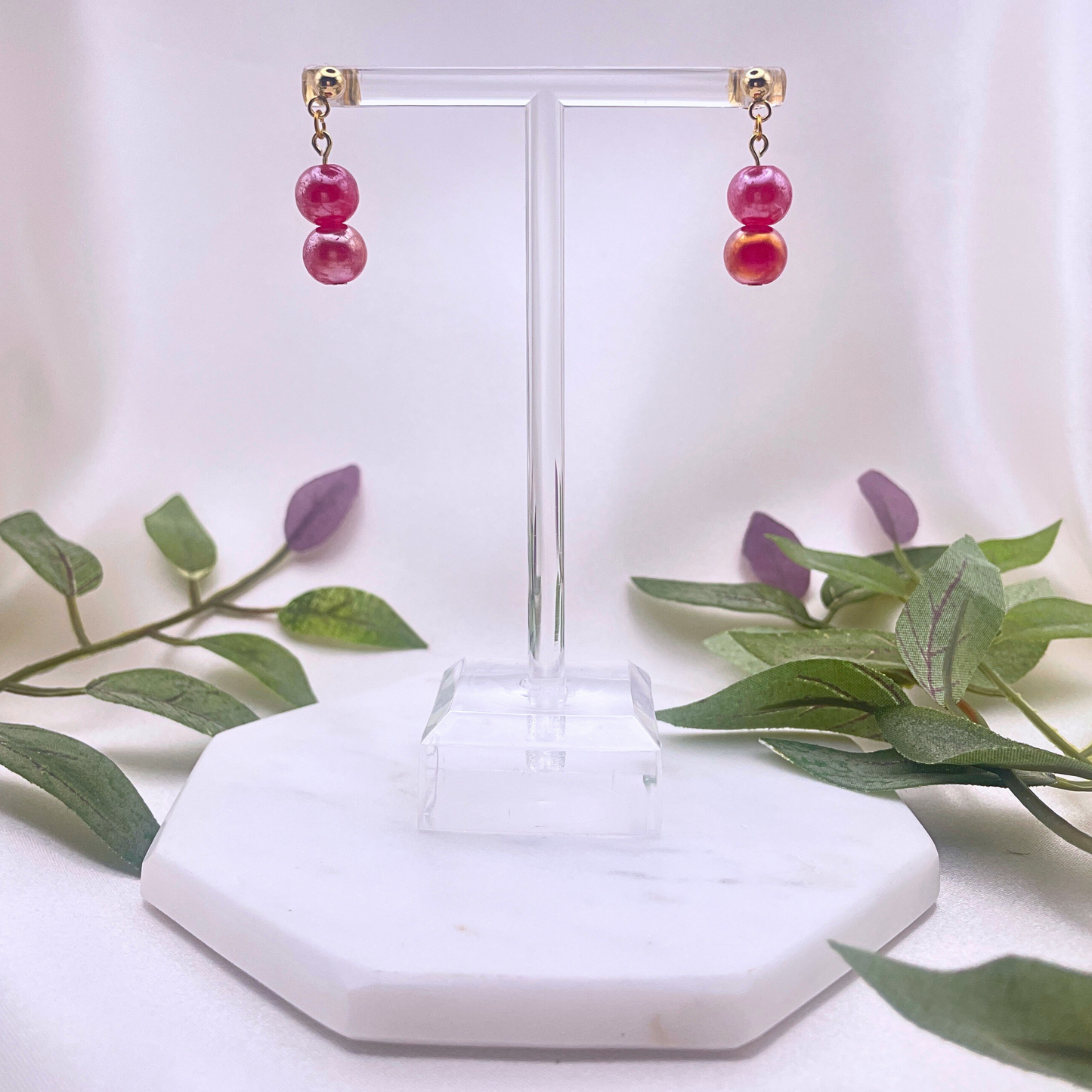 Glass Bead Dangle Earrings