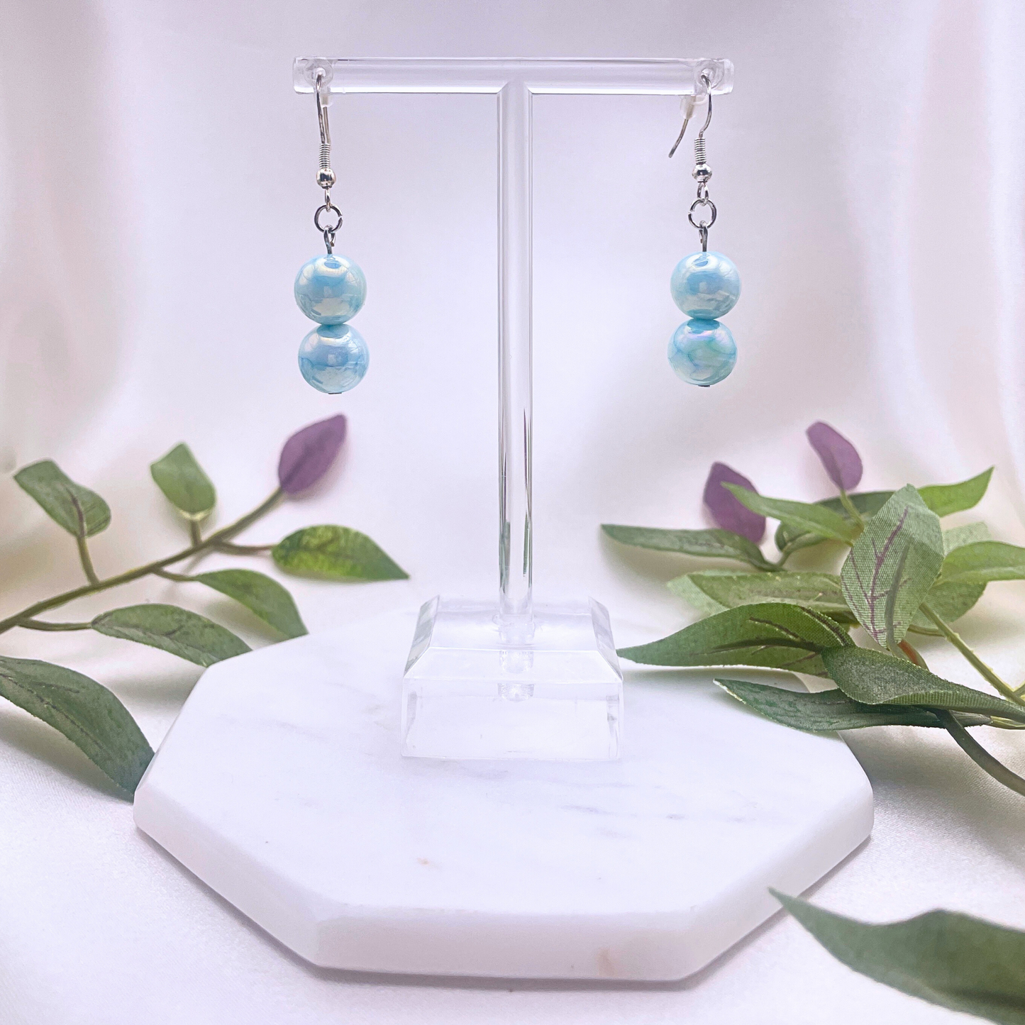 Glass Bead Dangle Earrings