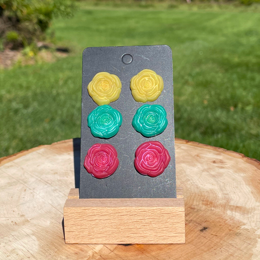 3 Pack Clay Rose Earrings - Cherri Marley Jewelry