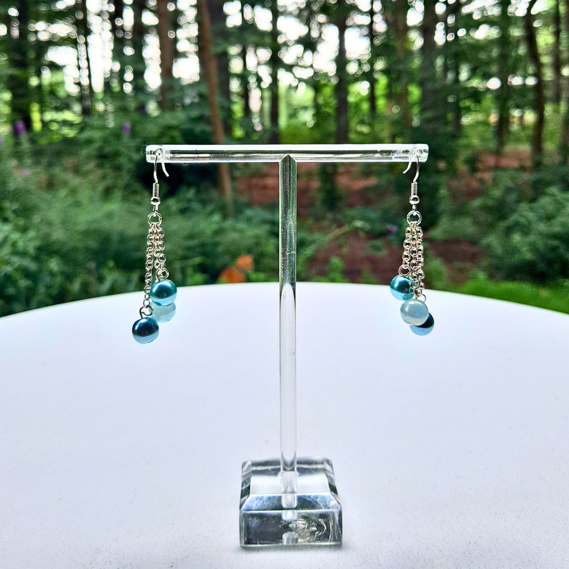 Glass Beads on Chain Dangle Earrings - Cherri Marley Jewelry