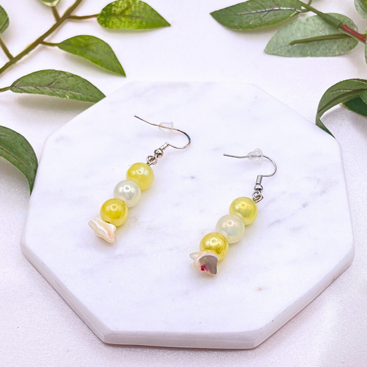 Glass Bead with Sea Shell Dangle Earring - Cherri Marley Jewelry