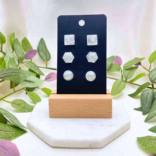 3 Pack Sparkling Stud Earrings