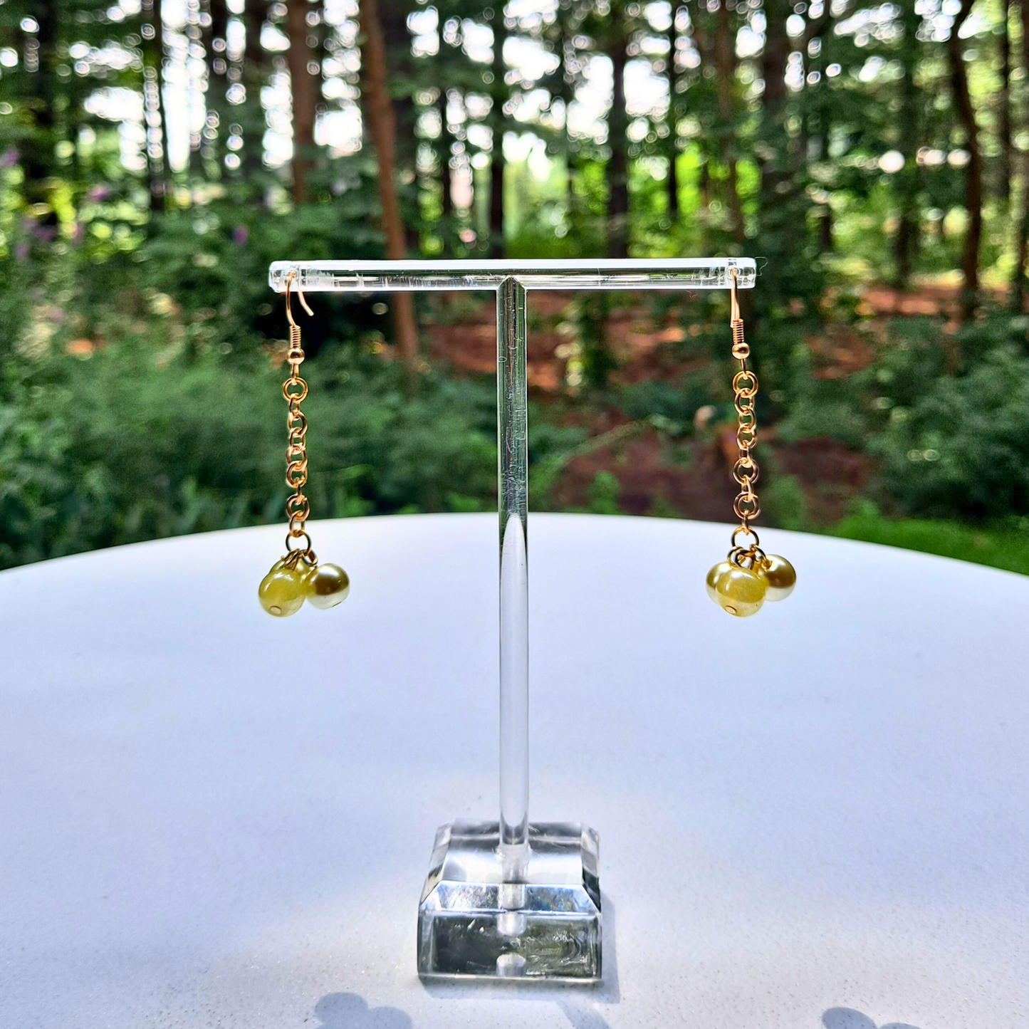 Single Chain Glass Bead Dangle Earrings - Cherri Marley Jewelry