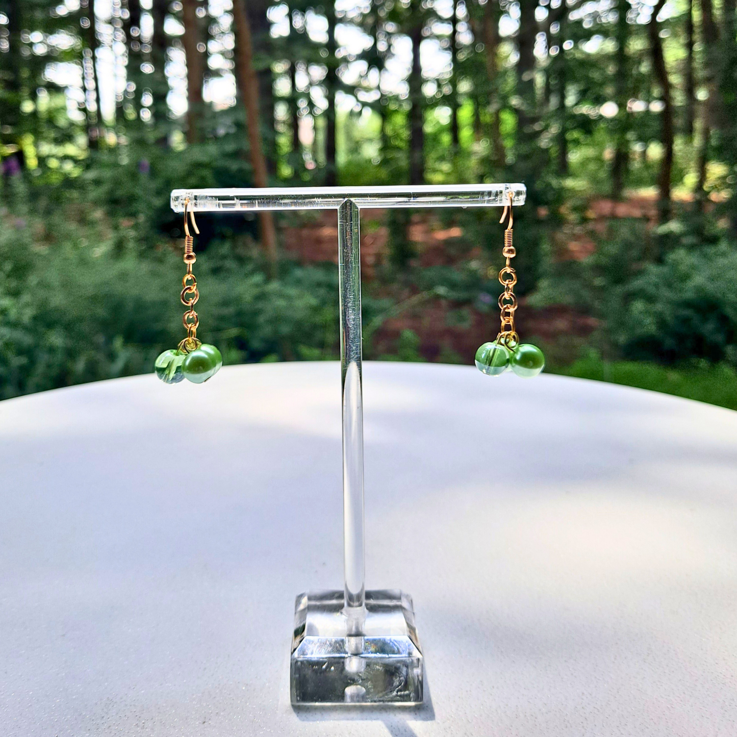 Single Chain Glass Bead Dangle Earrings - Cherri Marley Jewelry