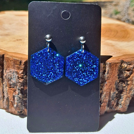Blue Glitter Dangle Earring - Cherri Marley Jewelry