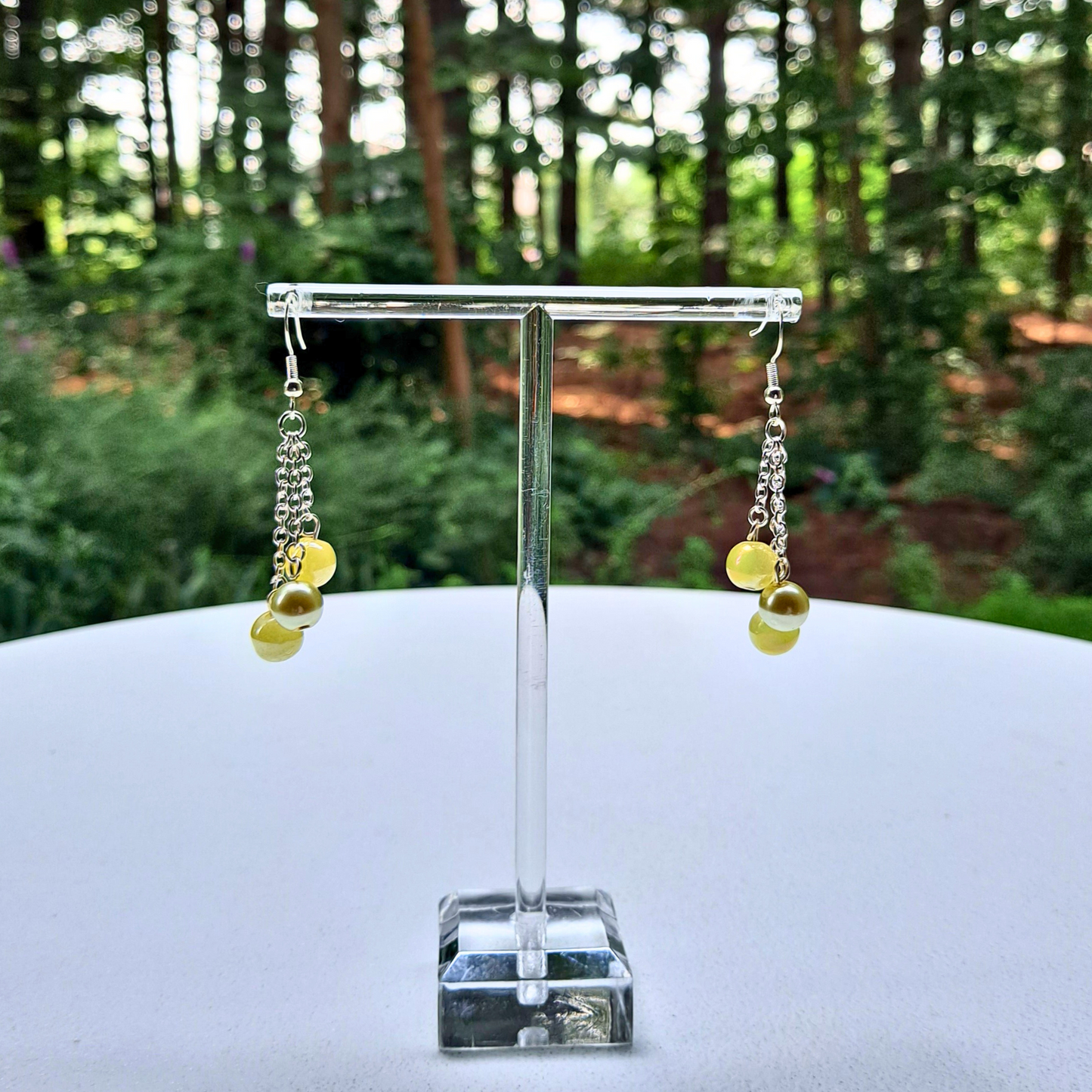 Glass Beads on Chain Dangle Earrings - Cherri Marley Jewelry