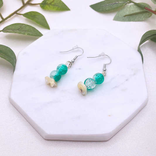 Glass Bead with Sea Shell Dangle Earring - Cherri Marley Jewelry