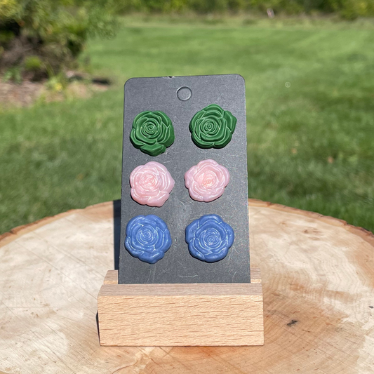 3 Pack Clay Rose Earrings - Cherri Marley Jewelry