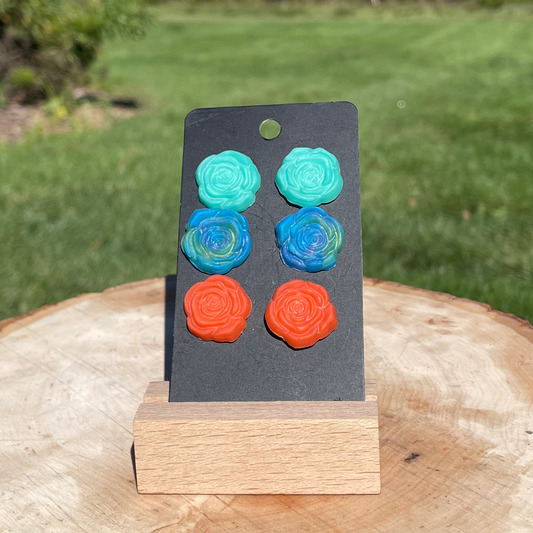 3 Pack Clay Rose Earrings - Cherri Marley Jewelry