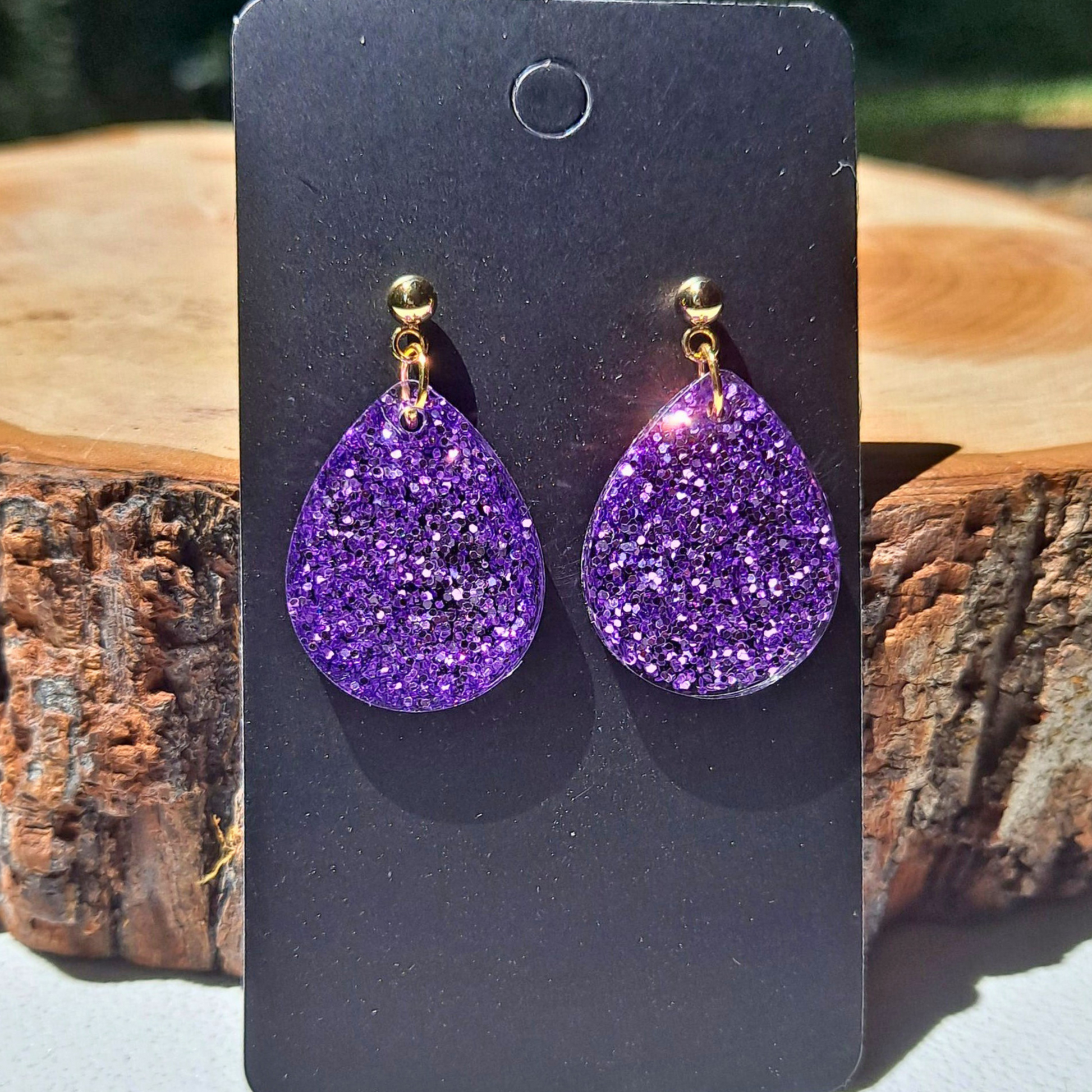 Purple Glitter Dangle Earring - Cherri Marley Jewelry