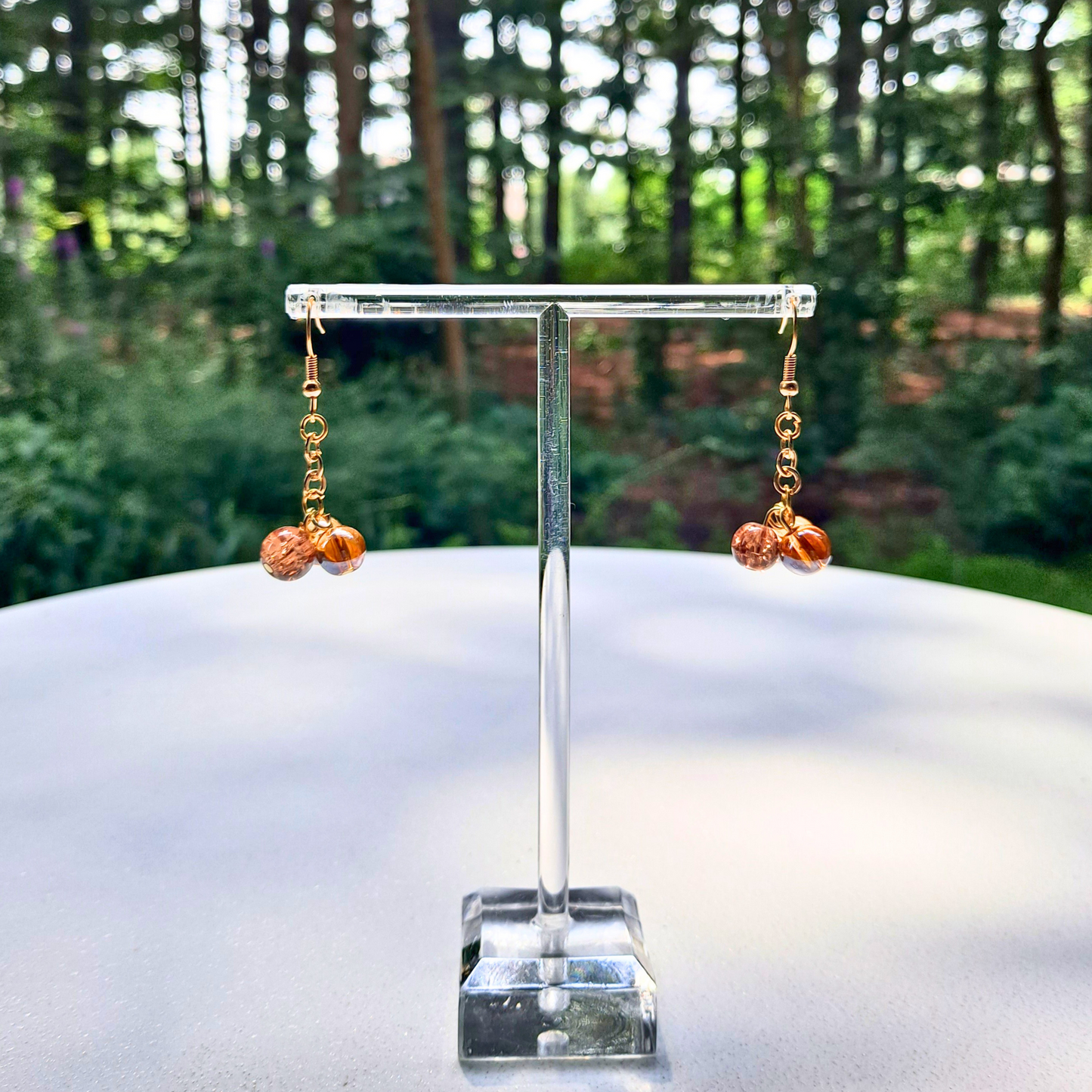 Single Chain Glass Bead Dangle Earrings - Cherri Marley Jewelry