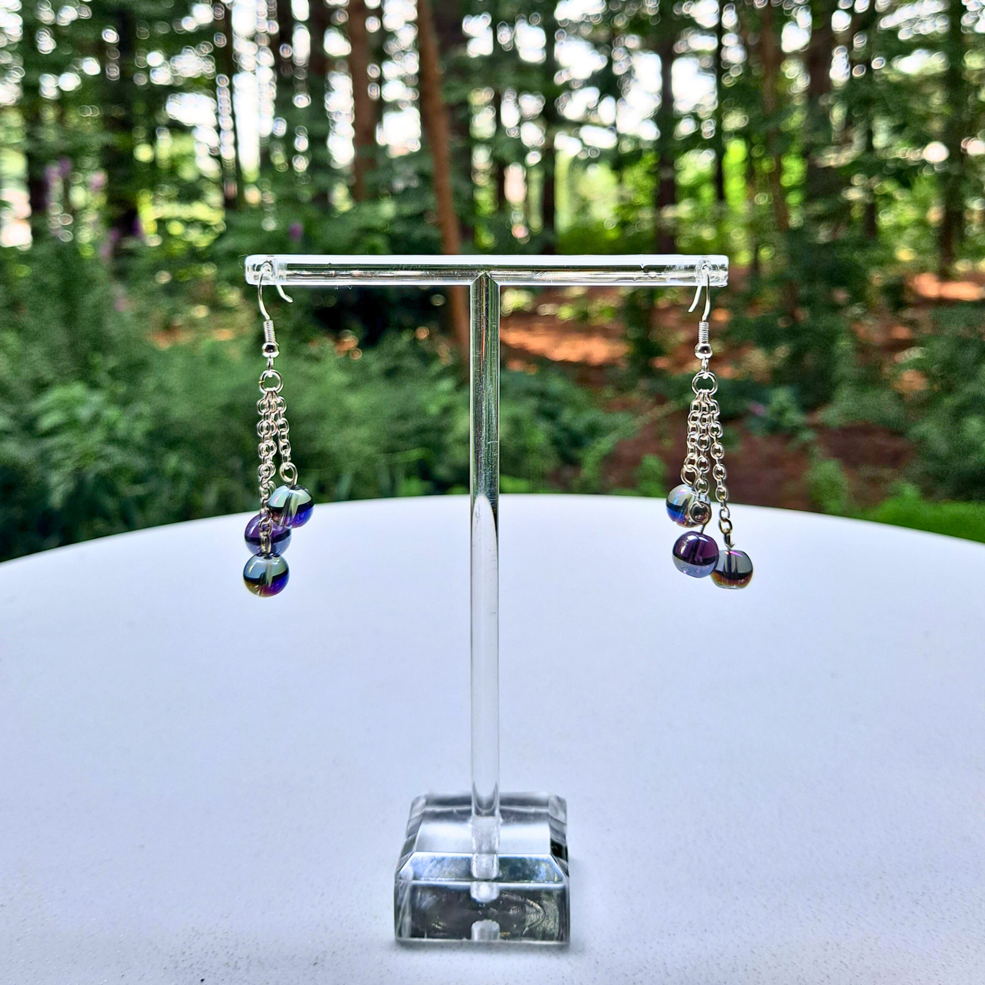 Glass Beads on Chain Dangle Earrings - Cherri Marley Jewelry
