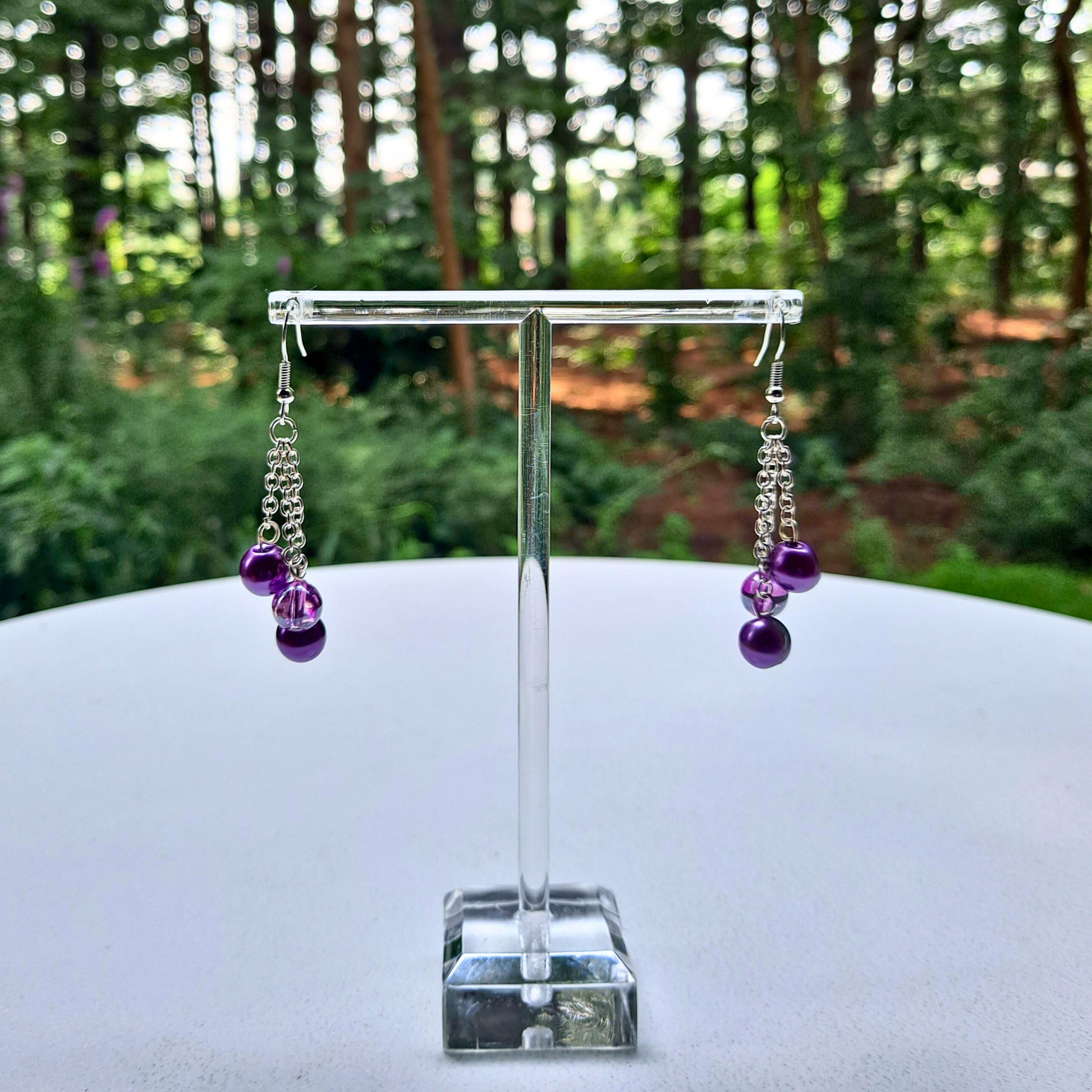 Glass Beads on Chain Dangle Earrings - Cherri Marley Jewelry