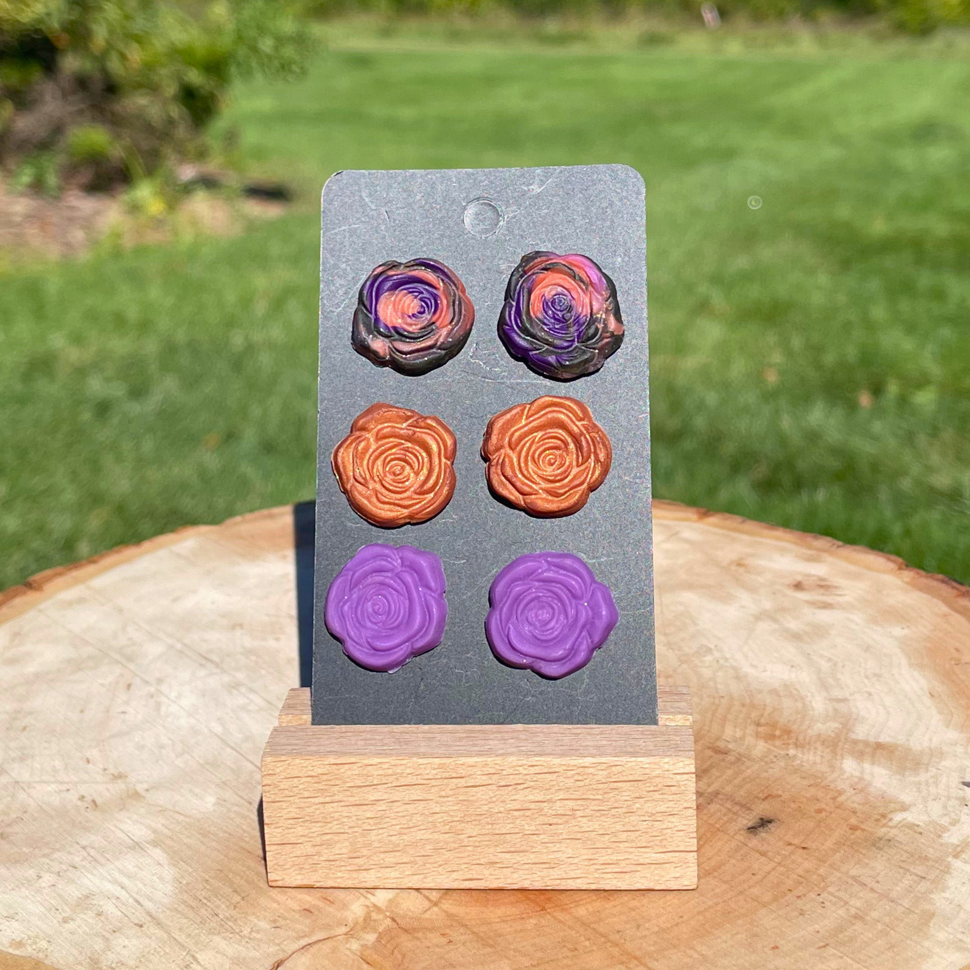 3 Pack Clay Rose Earrings - Cherri Marley Jewelry