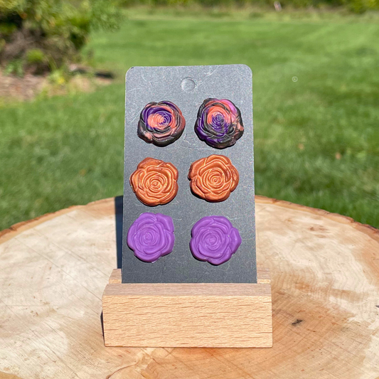 3 Pack Clay Rose Earrings - Cherri Marley Jewelry