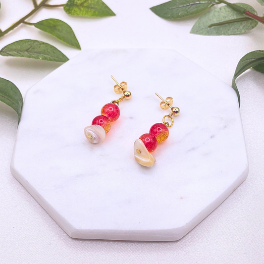 Glass Bead with Sea Shell Dangle Earring - Cherri Marley Jewelry