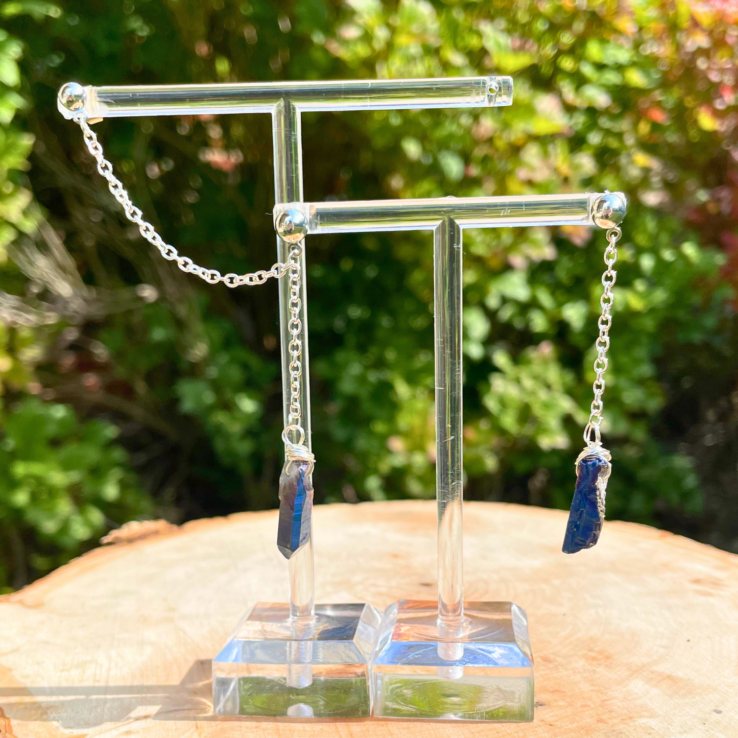Double Chain Crystal Wire Wrapped Dangle Earring - Cherri Marley Jewelry