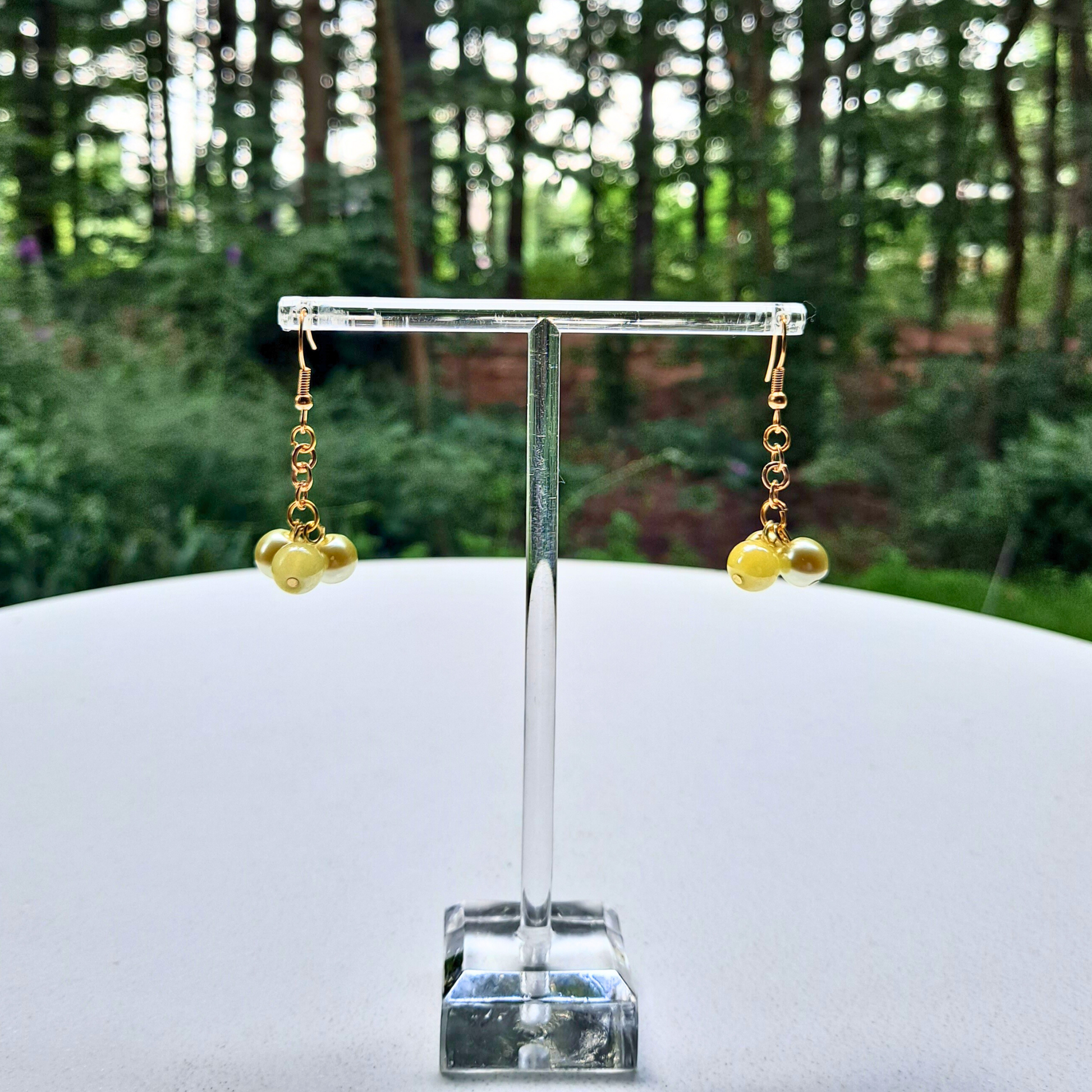 Single Chain Glass Bead Dangle Earrings - Cherri Marley Jewelry