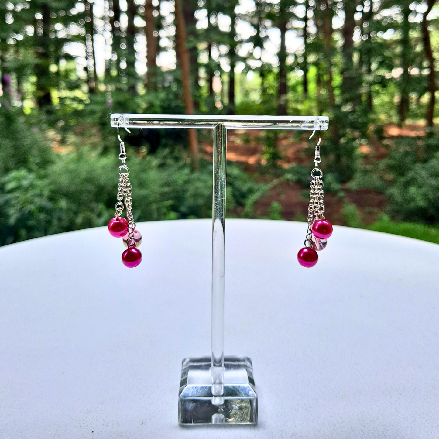 Glass Beads on Chain Dangle Earrings - Cherri Marley Jewelry