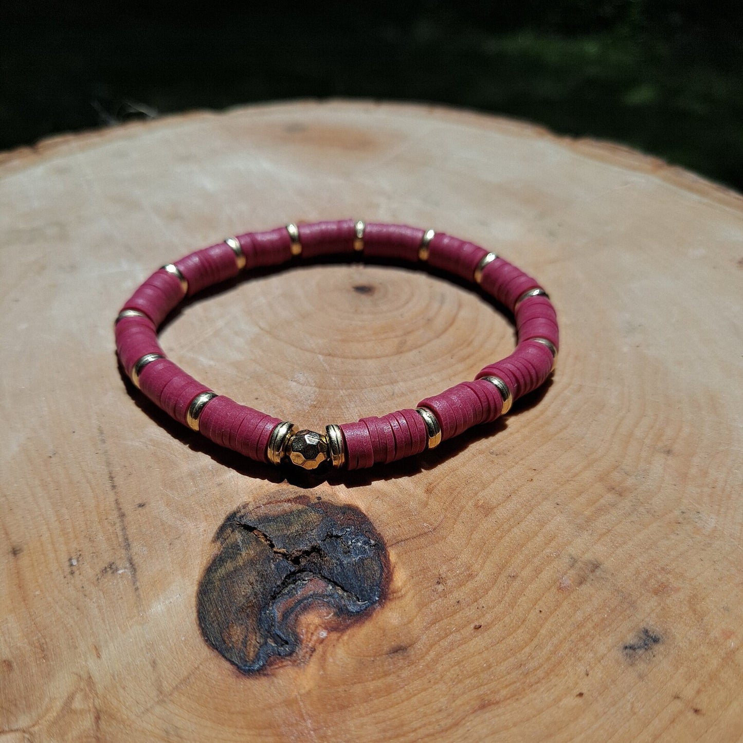 Maroon & Gold Clay Bead Bracelet - Cherri Marley Jewelry