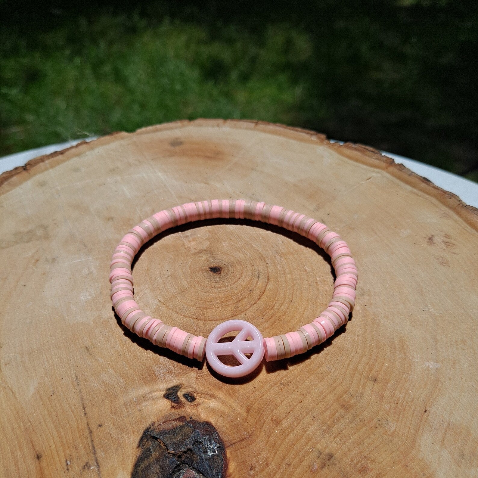Peace Sign Clay Bead Bracelet - Cherri Marley Jewelry