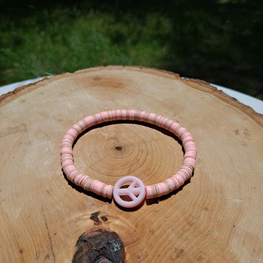 Peace Sign Clay Bead Bracelet - Cherri Marley Jewelry