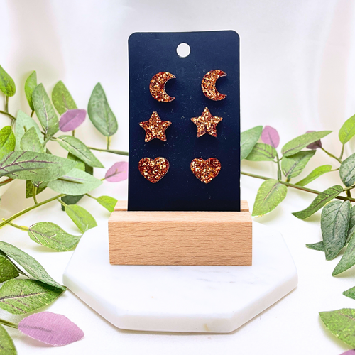 3 Pack Sparkling Stud Earrings - Cherri Marley Jewelry