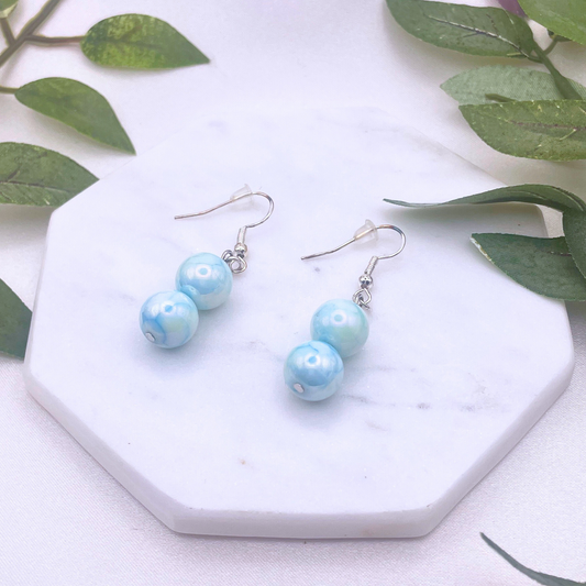 Glass Bead Dangle Earrings