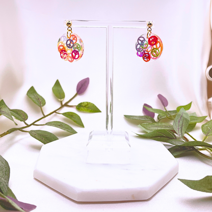 UV Resin Peace Sign Dangle Earring - Cherri Marley Jewelry