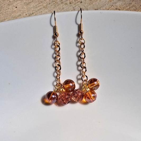 Single Chain Glass Bead Dangle Earrings