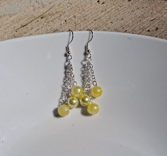 Glass Beads on Chain Dangle Earrings