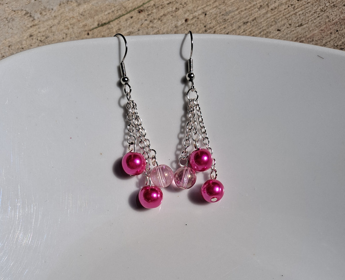 Glass Beads on Chain Dangle Earrings - Cherri Marley Jewelry
