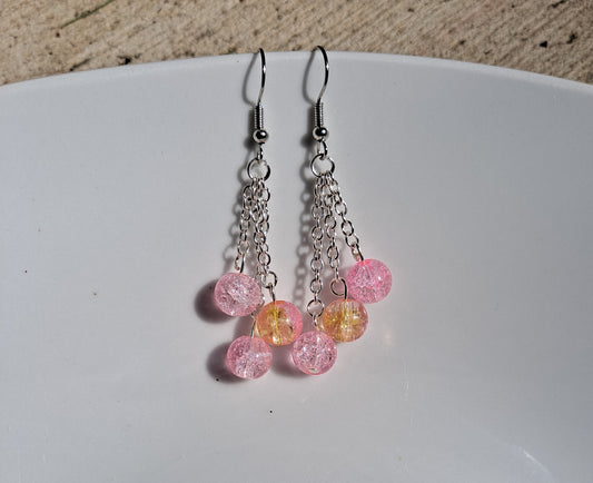 Glass Beads on Chain Dangle Earrings