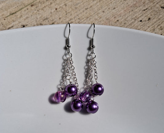 Glass Beads on Chain Dangle Earrings