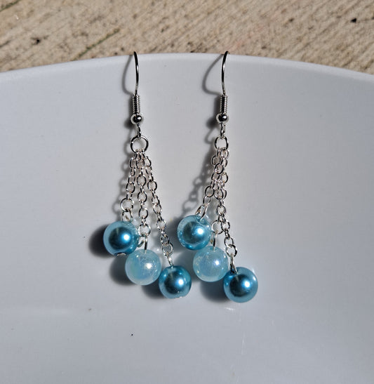 Glass Beads on Chain Dangle Earrings