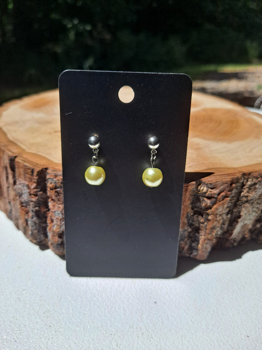 Single Glass Bead Dangle Earrings