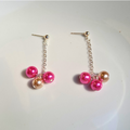 Single Chain Glass Bead Dangle Earrings - Cherri Marley Jewelry