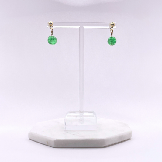 Single Glass Bead Dangle Earrings