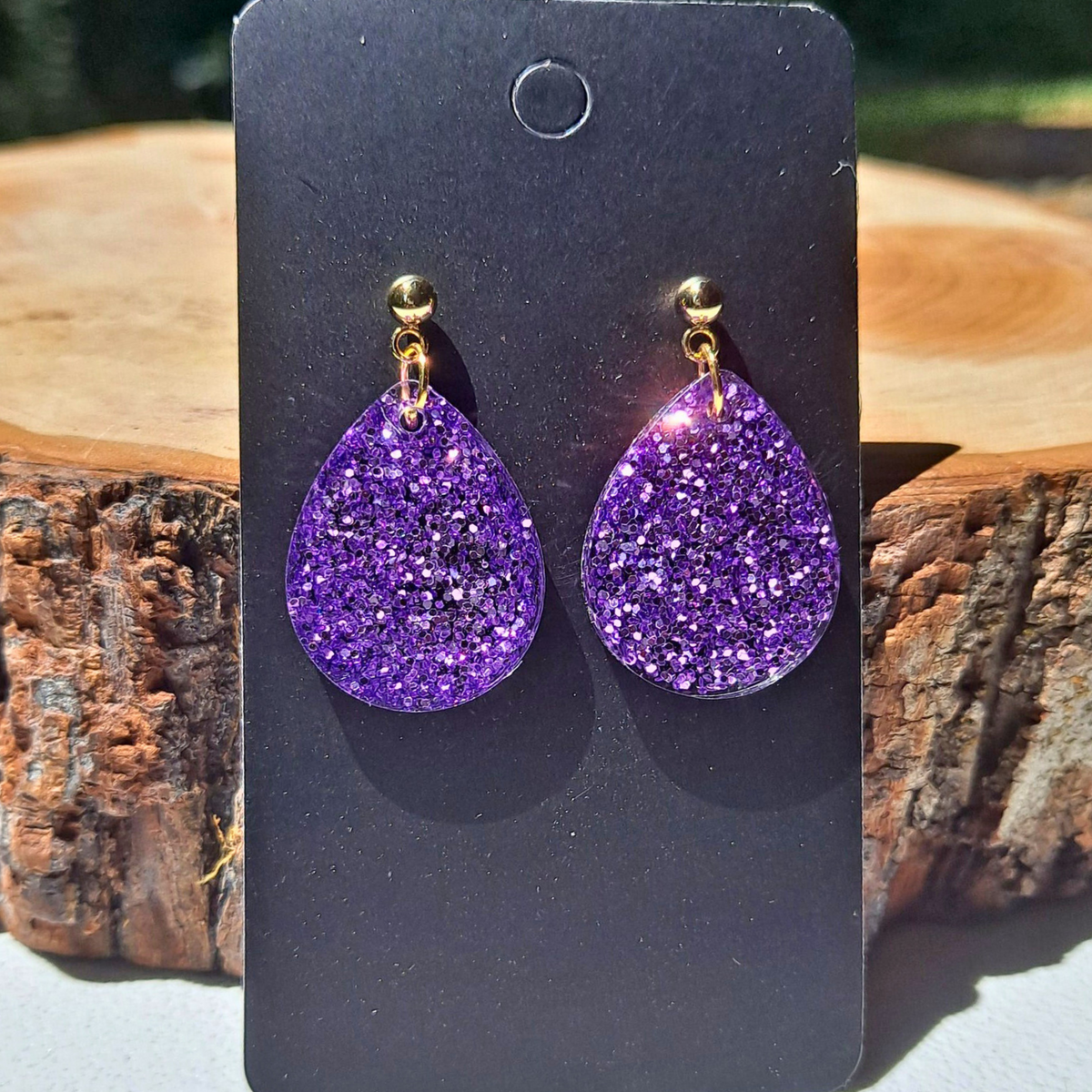 Purple Glitter Dangle Earring - Cherri Marley Jewelry