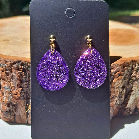 Purple Glitter Dangle Earring - Cherri Marley Jewelry