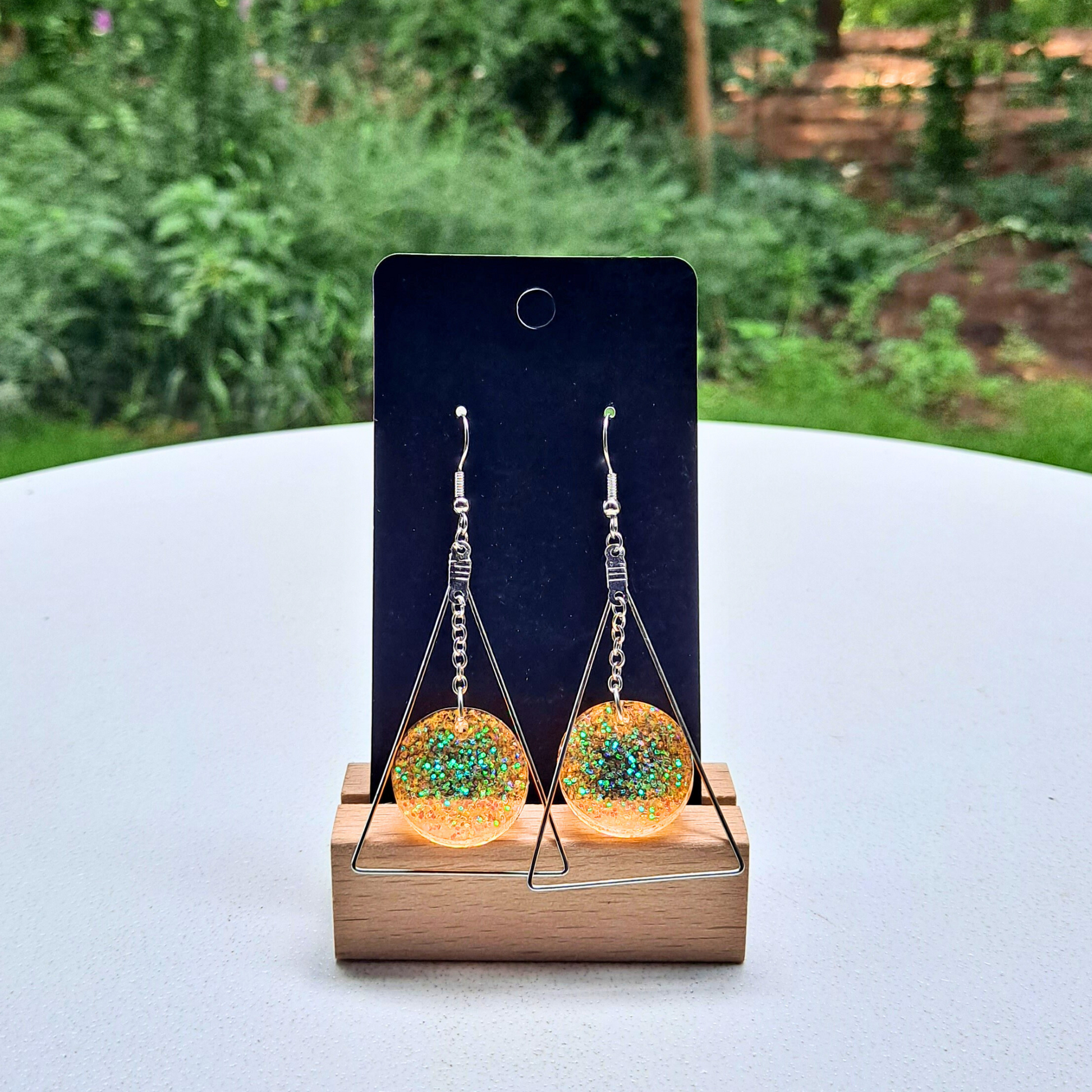 UV Resin Triangle Dangle Earrings Cherri Marley Jewelry