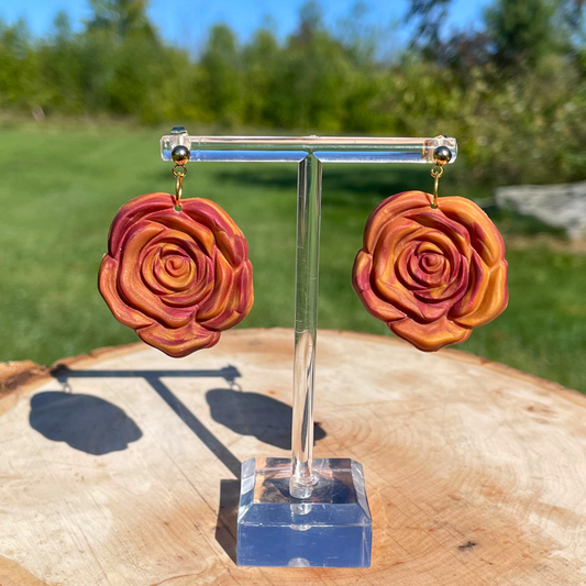 Clay Rose Dangle Earrings - Cherri Marley Jewelry