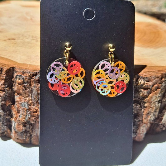 Colorful Peace Signs Dangle Earring - Cherri Marley Jewelry