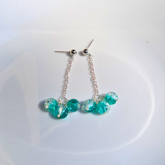 Single Chain Glass Bead Dangle Earrings