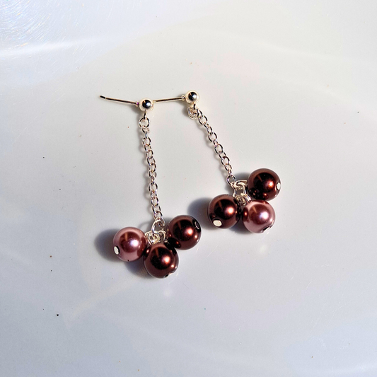 Single Chain Glass Bead Dangle Earrings