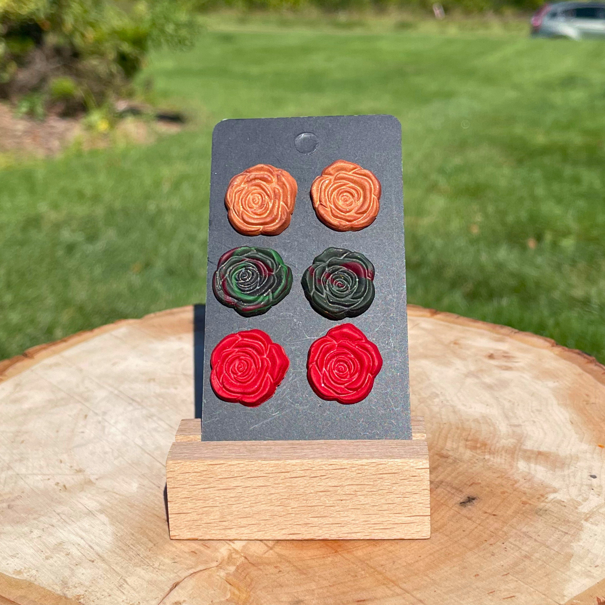 3 Pack Clay Rose Earrings - Cherri Marley Jewelry