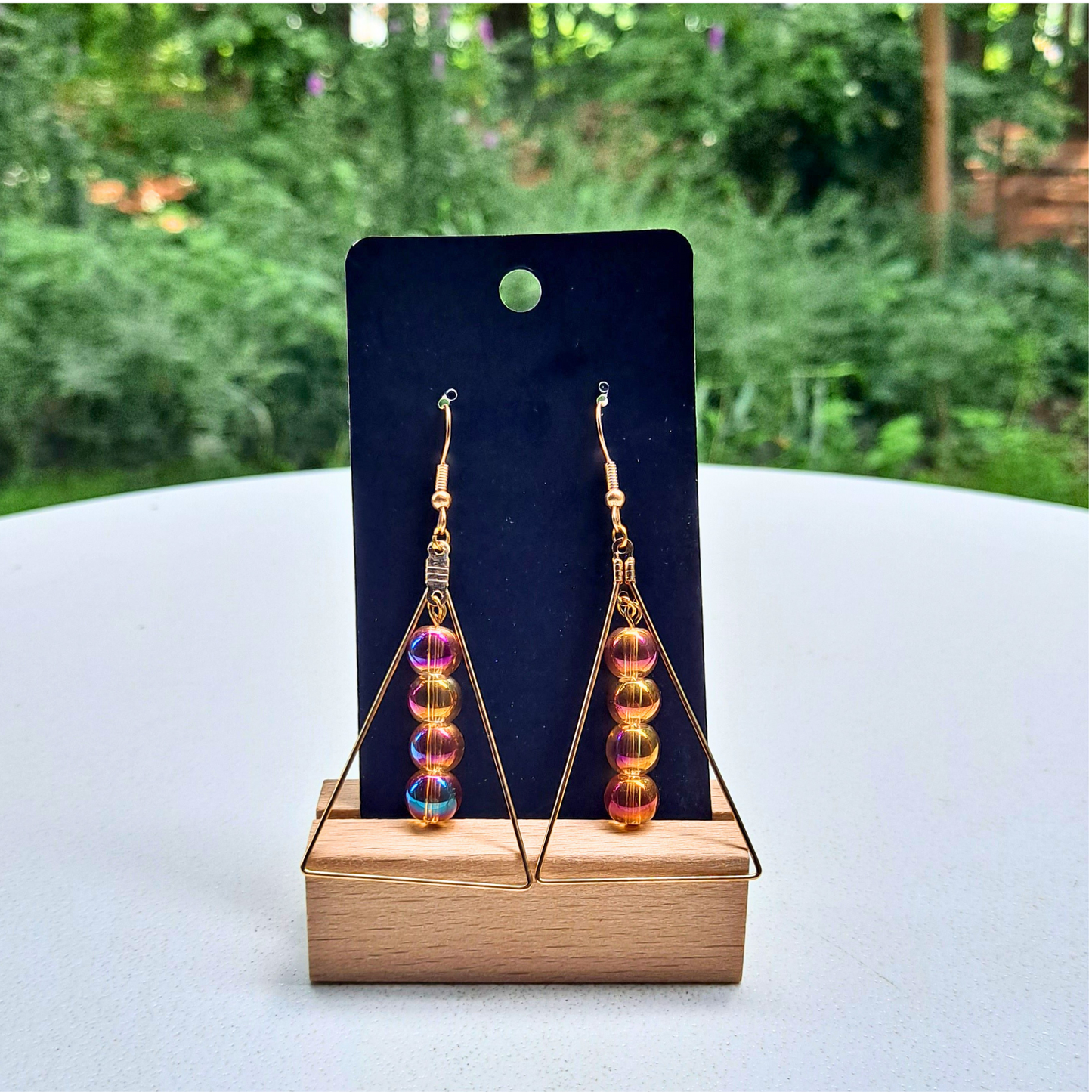 Beaded Triangle Dangle Earrings