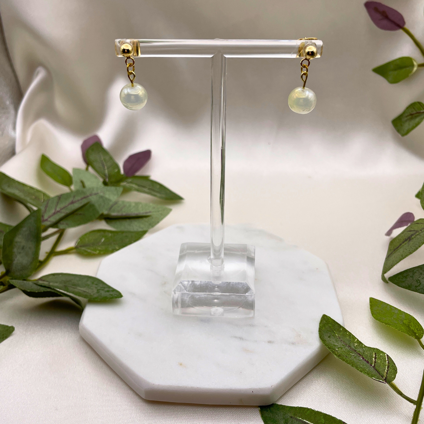 Single Glass Bead Dangle Earrings